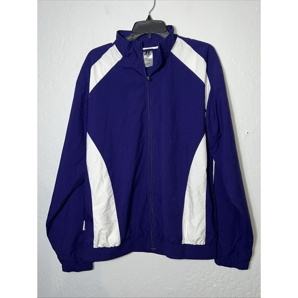Vintage‎ Russel Men's Medium Full Zip Windbreaker. Purple & White ✅